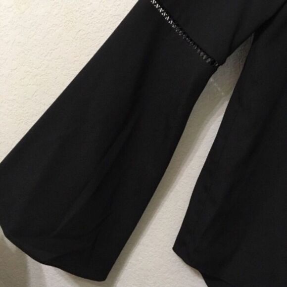 NWT CALVIN KLEIN BOHO MINIMALIST CROSS STITCH BELL SLEEVES‎ BLOUSE SMALL OFFICE - Picture 12 of 14